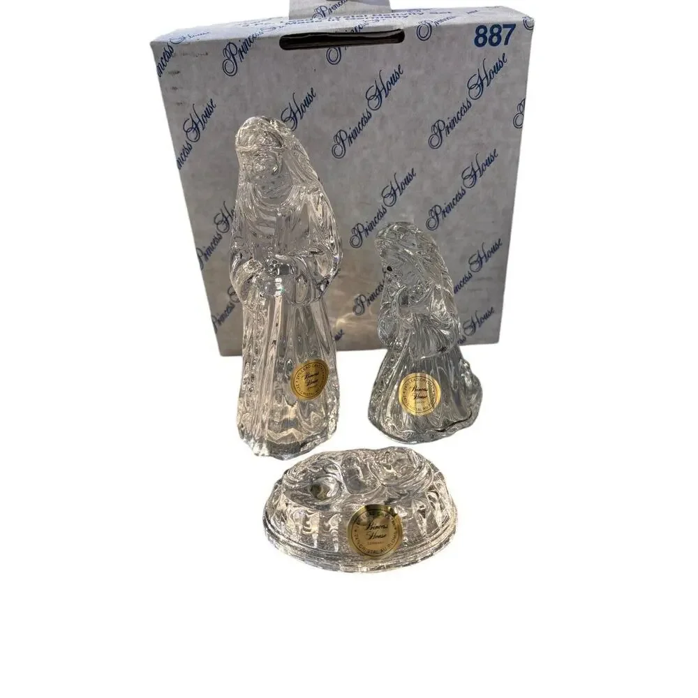 New Princess House Nativity 24% Lead Crystal Germany #887 Mary Joseph Jesus